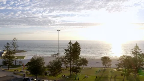 Perth City Beach packed during corona virus pandemic - 4k aerial drone footage o Stock Footage 128096800