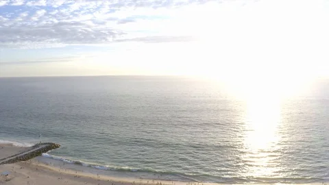 Perth City Beach packed during corona virus pandemic - 4k aerial drone footage o Stock Footage 128096865