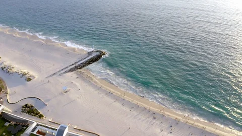 Perth City Beach packed during corona virus pandemic - 4k aerial drone footage o Stock Footage 128097373