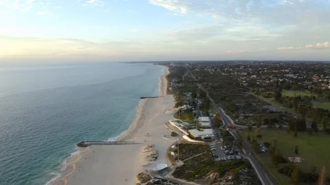 Perth City Beach packed during corona virus pandemic - 4k aerial drone footage o Stock Footage 128097530
