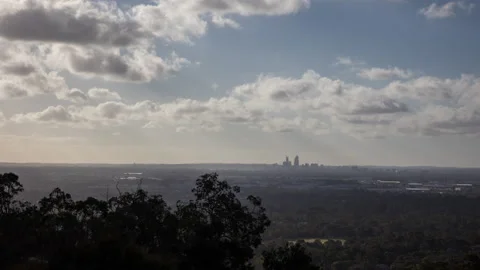 Perth City Clouds From Lions Lookout Panning Timelapse Stock Footage 145526765