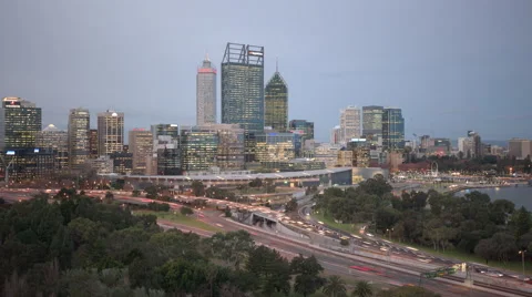 Perth City At Dusk Time Lapse 2016 Stock Footage