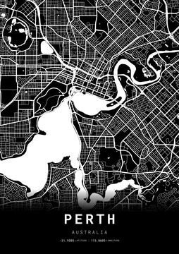 Perth City Map Frame, Cartography Map Print, Street Layout Map Stock-Illustration