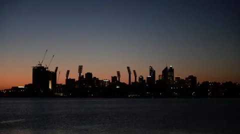 Perth city scape wide shot night Stock-Footage 59652866