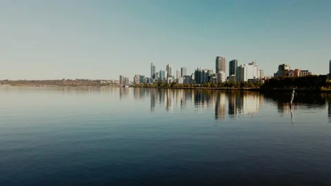 Perth City Skyline fly by Stock Footage 151136677