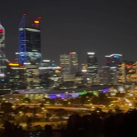 Perth City Skyline Night View Pan 库存影片 341629924