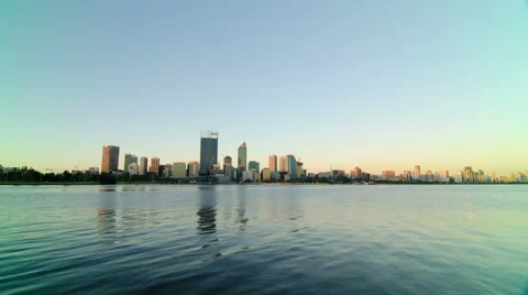 Perth City Sunset Time Lapse Across The Swan River 2014 Stock Footage 54353547