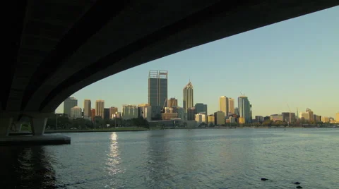 Perth City Time Lapse From Under the Narrows Bridge 2014 Stock Footage 42197786