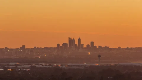 Perth City view from Kalamunda Sunset Timelapse Stock Footage 139032328