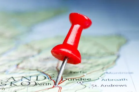 Perth, Great Britain pin on map Stock Photos