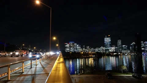 Perth night time commuters 6K Stock Footage 311609564