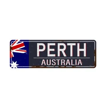 Perth road sign blue vector illustration, road table Stock Illustration