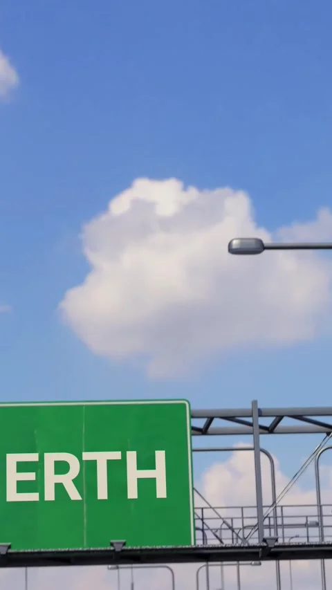 PERTH Road sign on Highway Vertical Video Stock Footage 297051352