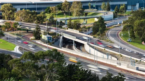 Perth Rush Hour traffic on Mitchell Freeway Stock Footage 145510215