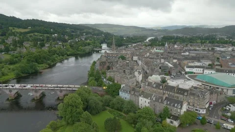 Perth Scotland by drone Stock Footage 249936978