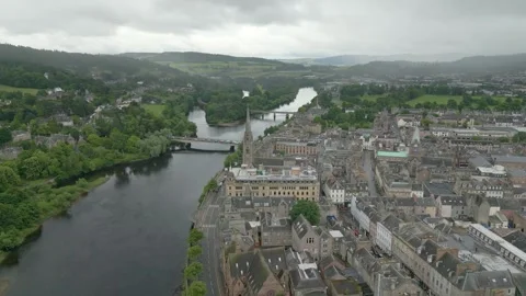 Perth Scotland by drone Stock Footage 249937177