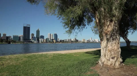 Perth skyline and beach, australia Stock Footage 37172995