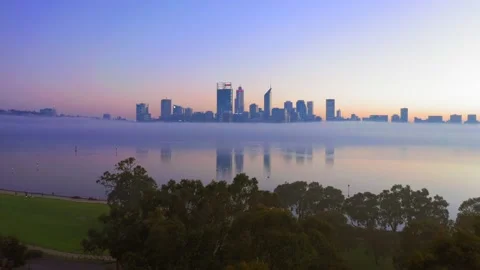 Perth Skyline Blanketed In Fog Stock Footage