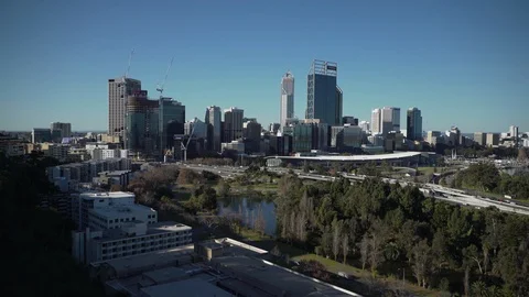 Perth Skyline - Pan Stock Footage 91696417