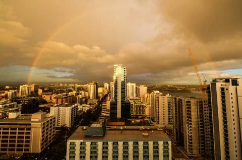 Perth skyline with rainbow Stock Photos