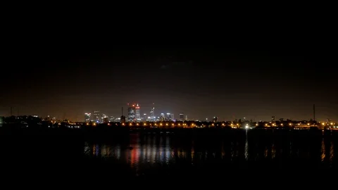 Perth skyline swan river time-lapse night time Stock Footage 121694561