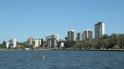 Perth suburbs, mounts bay road swan river, australia Stock Footage 37058036