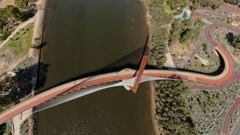 Perth, Western Australia -01 01, 2026: Aerial View Of Boorloo pedestrian Bridge Stock-Footage 329327422