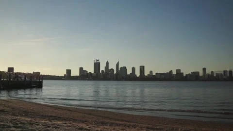Perth, Western Australia River foreshore at sunset Stock Footage 199540906