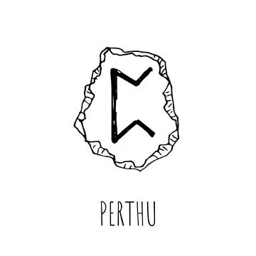 Perthu rune written on a stone. Vector illustration. Isolated on white. Stock Illustration