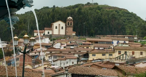 Peru 002 Cusco Homes and Bell Tower Stock Footage 129976413