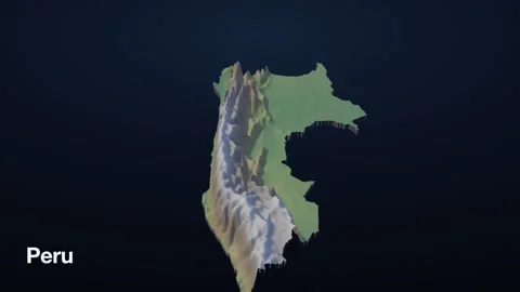 Peru 3D elevation relief map Stock Footage 340608164
