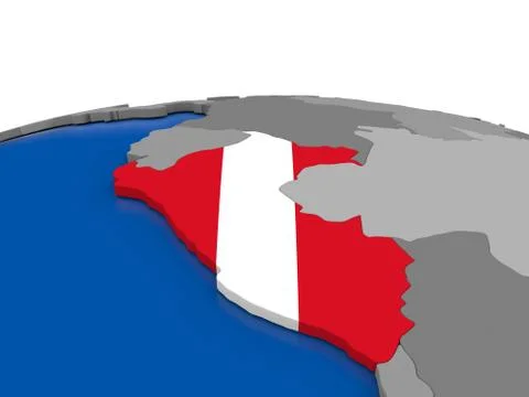 Peru on 3D globe Stock Illustration