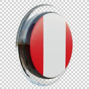 Peru 3d illustration flag on pole. Wood flagpole Stock Illustration
