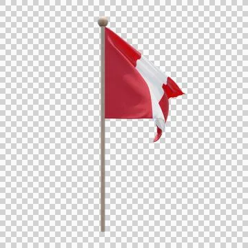 Peru 3d illustration flag on pole. Wood flagpole Stock Illustration