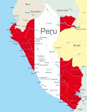 Peru Abstract vector color map of Peru country colored by national flag Co... Stock Photos