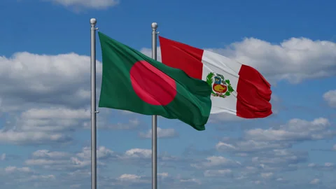 Peru and Bangladesh two flags Stock Footage 280237686