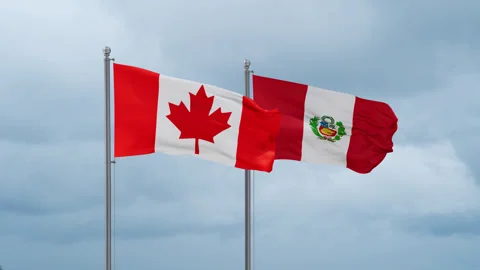 Peru and Canada flag Stock Footage 252025391