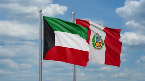 Peru and Kuwait two flags Stock Footage 269322141