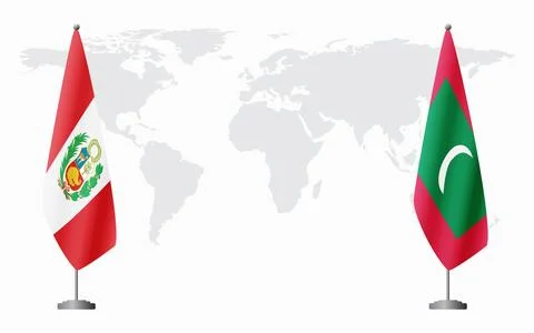Peru and Maldives flags for official meeting Stock Illustration