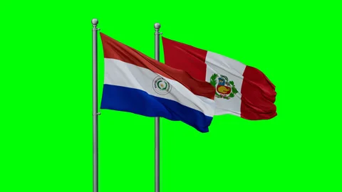Peru and Paraguay two flags Stock-Footage 293211585