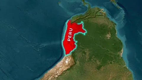 Peru animated map footage highlighting South American location and flag Stock-Footage 344876358