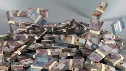 Peru Banknotes Money / Peruvian sol / Currency S/ / PEN Bundles Falling Stock Footage 220918882