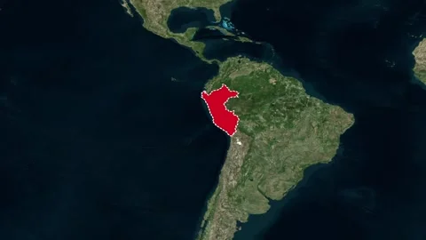 Peru Border Highlighted on Global Map Animation 4K Video stock 330383417