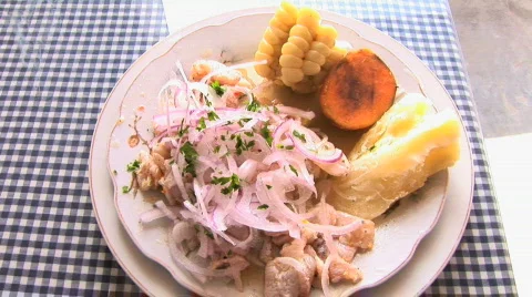 Peru ceviche plate  Stock Footage 156965