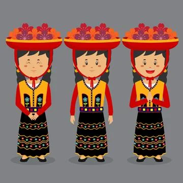 Peru Character with Various Expression Stock Illustration