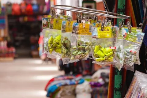 Peru Coca Candy, sweets derived from coca leaves for sale Stock Photos