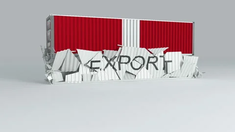 Peru container with the flag falls on top of a container labeled EXPORT Stock Footage 124603676