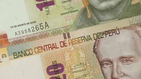 Peru currency sol notes rotating. Peruvian money Stock Footage 105531276