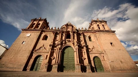 Peru, Cusco: Cathedral of Cusco at the main place Stock Footage 61165560