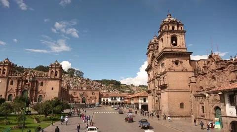 Peru, Cusco: main place in the old Inca city Cusco Video stock 62373534